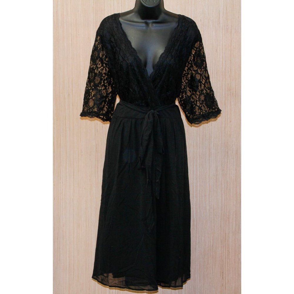 Fashion Women's Plus Size Lace Top Wrap V Neck Half Sleeves Cocktail Party Dress